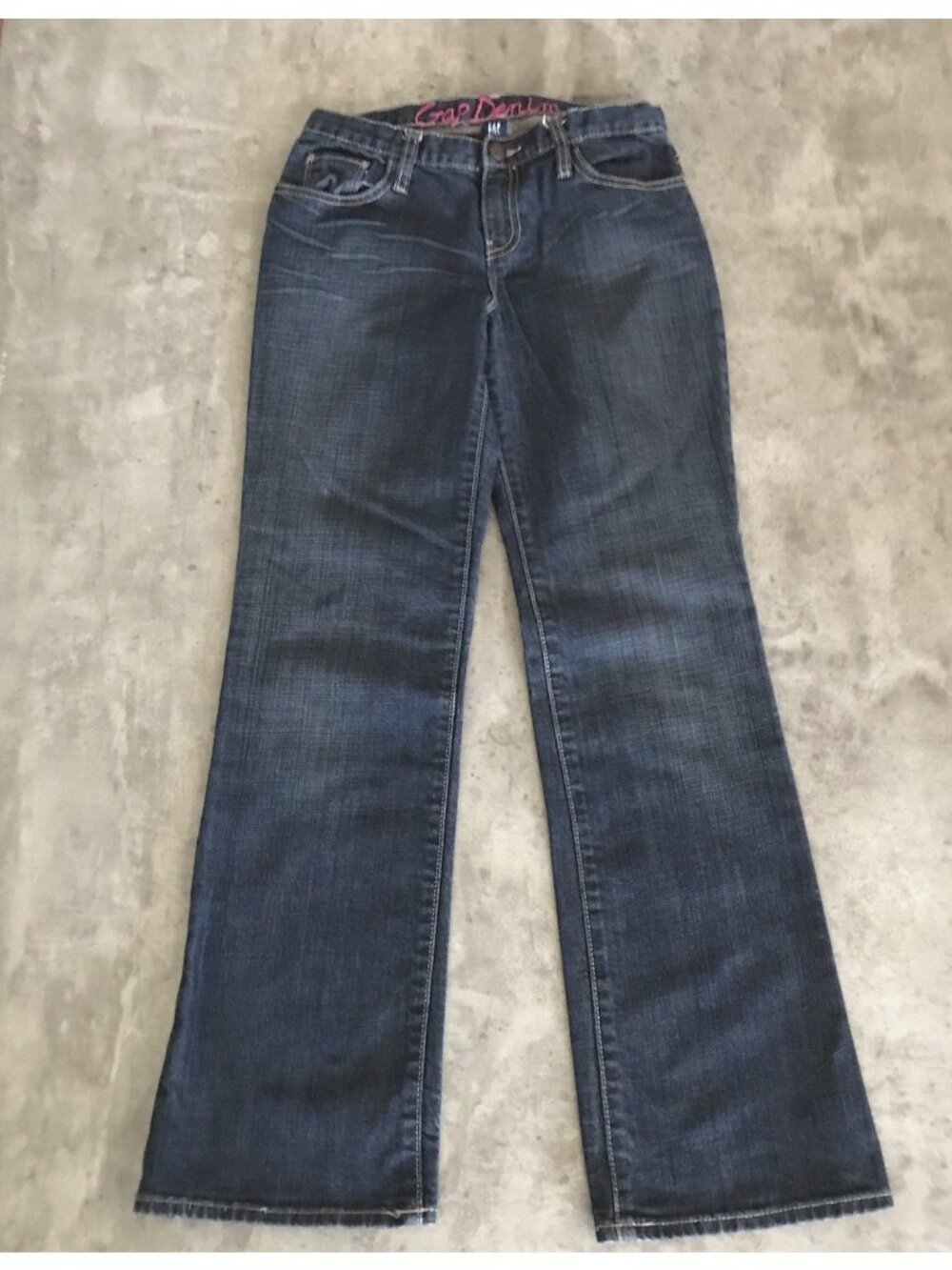 Y2K Gap Jeans Girls 14 Bootcut Dark Rinse Denim Adjustable Waist 2008 Western